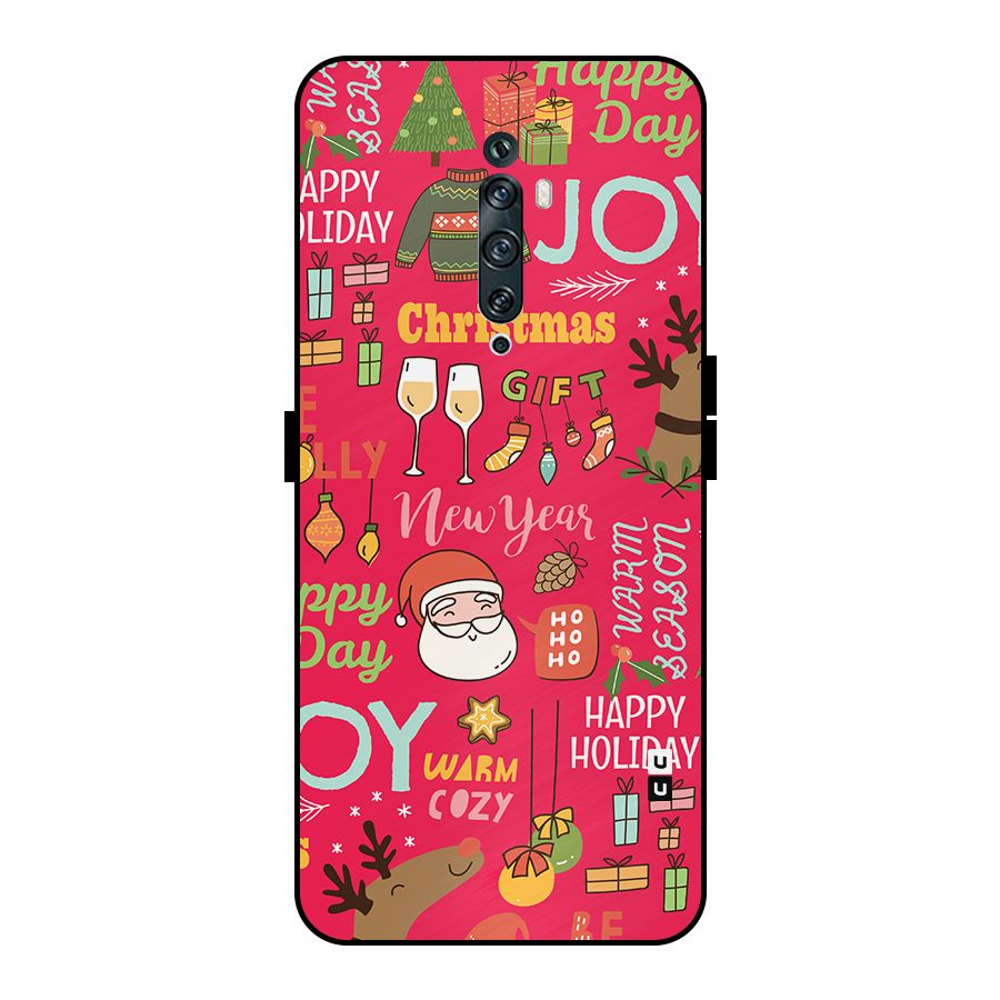 Christmas Joy Happy Day Metal Back Case for Oppo Reno2 F