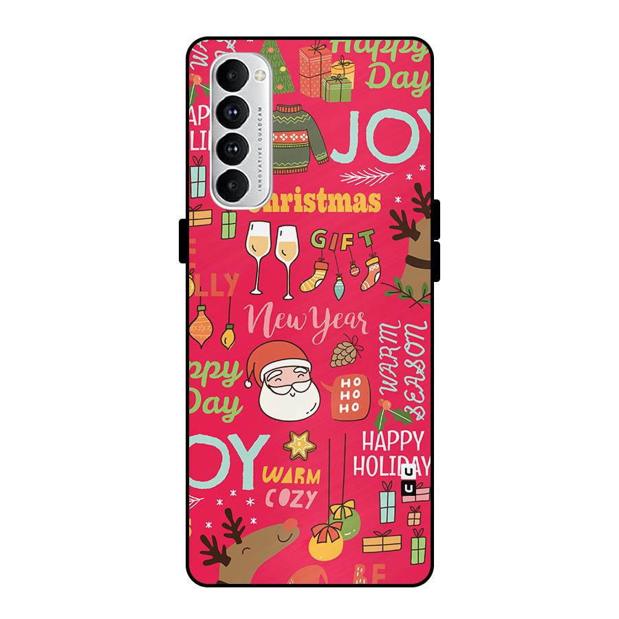 Christmas Joy Happy Day Metal Back Case for Oppo Reno4 Pro