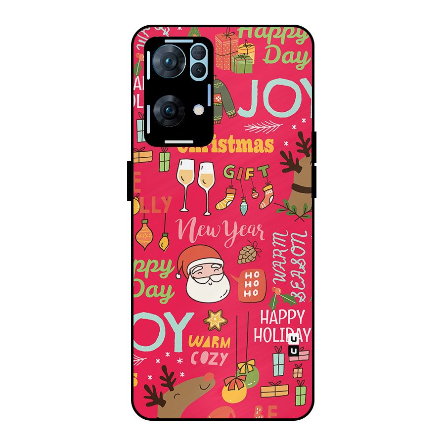 Christmas Joy Happy Day Metal Back Case for Oppo Reno7 Pro 5G