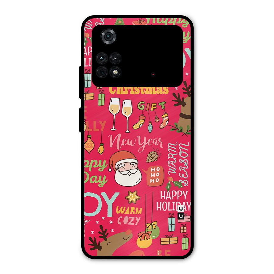 Christmas Joy Happy Day Metal Back Case for Poco M4 Pro 4G