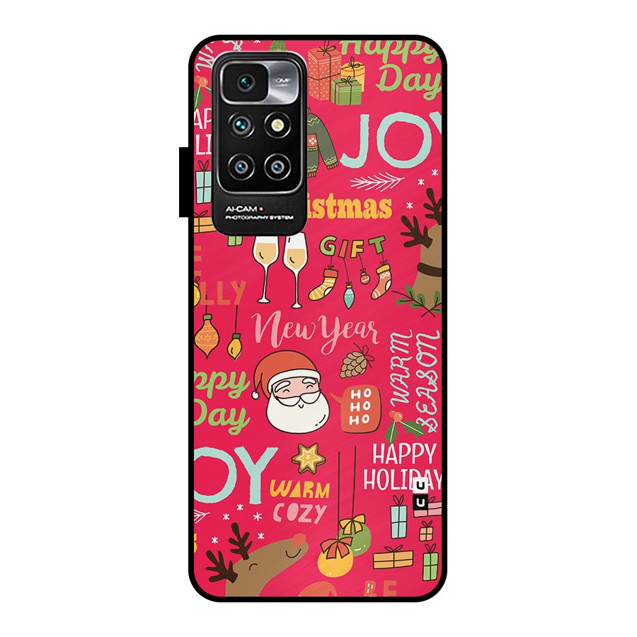 Christmas Joy Happy Day Metal Back Case for Redmi 10 Prime