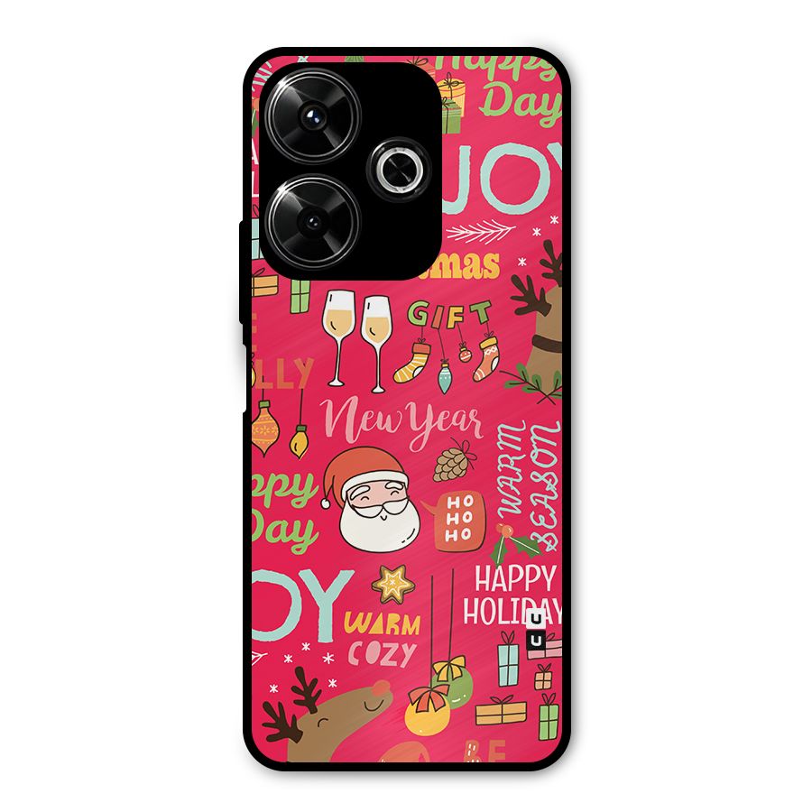 Christmas Joy Happy Day Metal Back Case for Redmi 13 5G