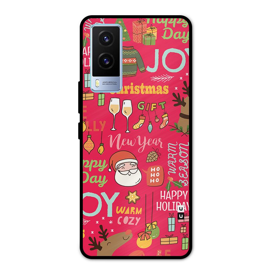 Christmas Joy Happy Day Metal Back Case for Vivo V21e 5G