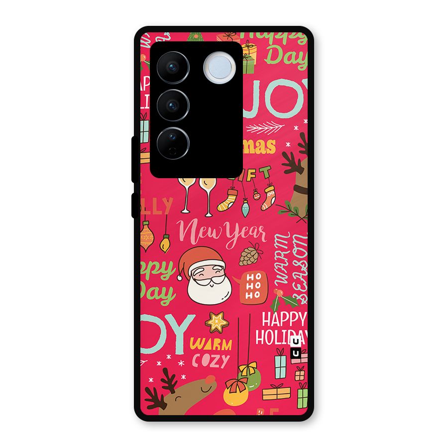 Christmas Joy Happy Day Metal Back Case for Vivo V27 Pro