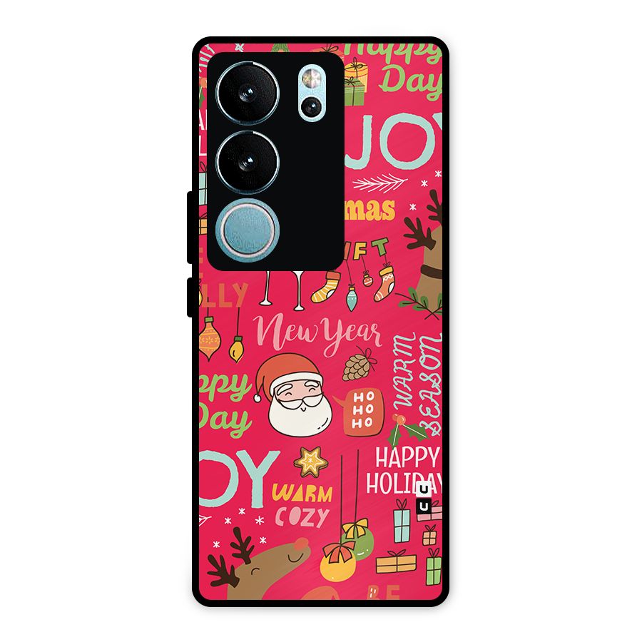 Christmas Joy Happy Day Metal Back Case for Vivo V29