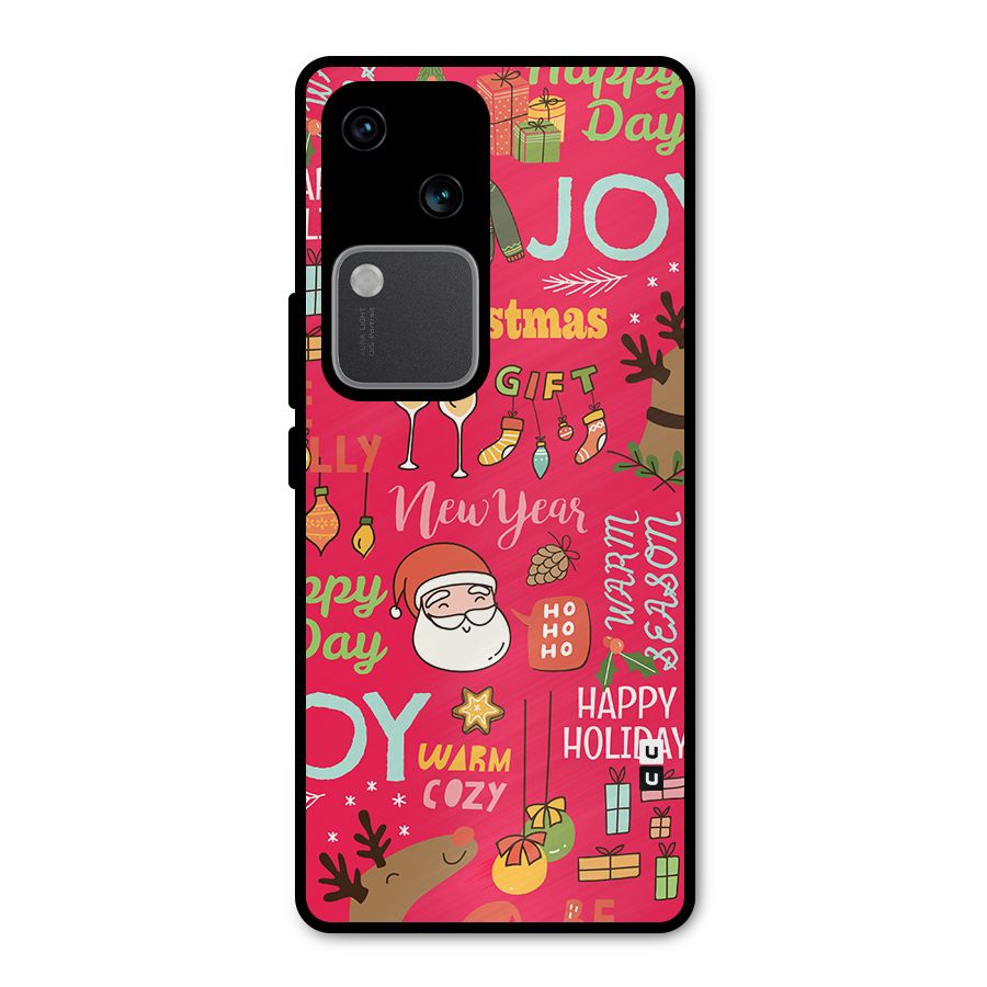 Christmas Joy Happy Day Metal Back Case for Vivo V30