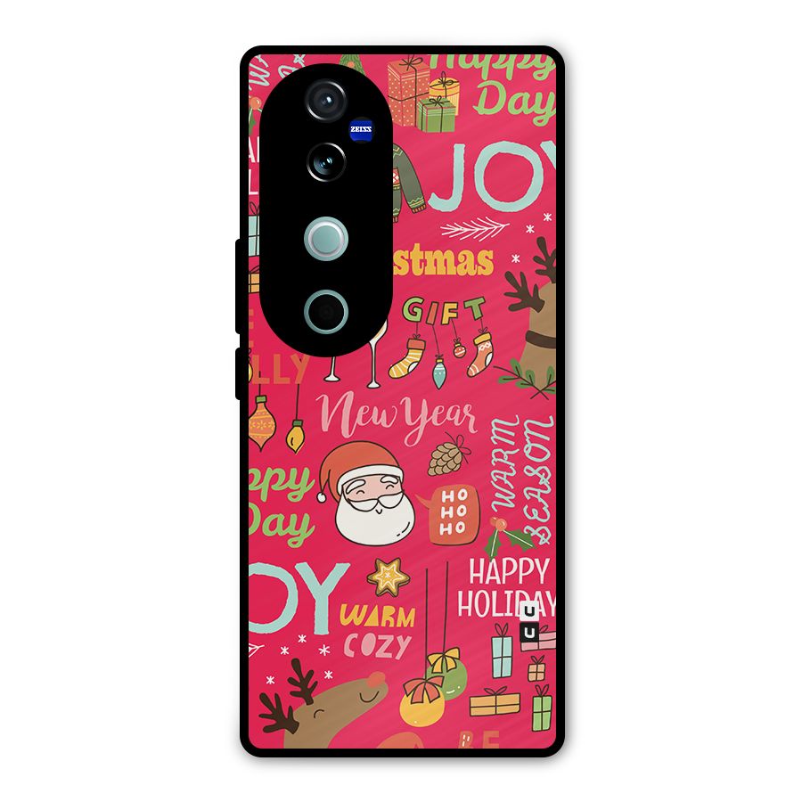 Christmas Joy Happy Day Metal Back Case for Vivo V40
