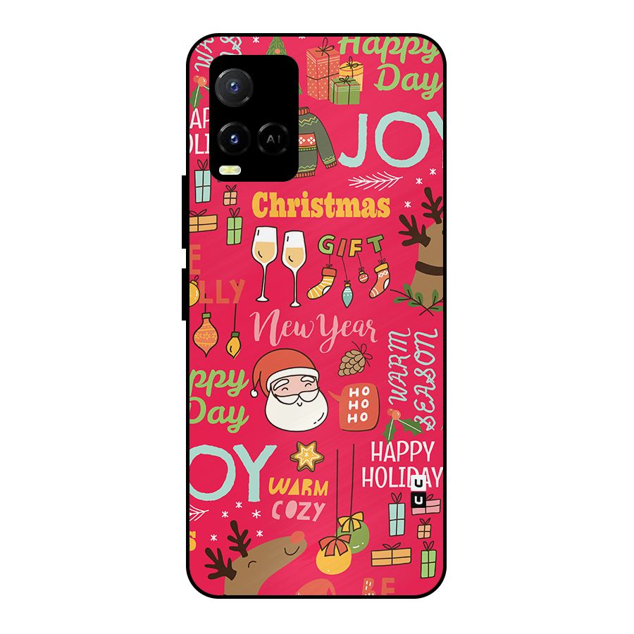 Christmas Joy Happy Day Metal Back Case for Vivo Y21