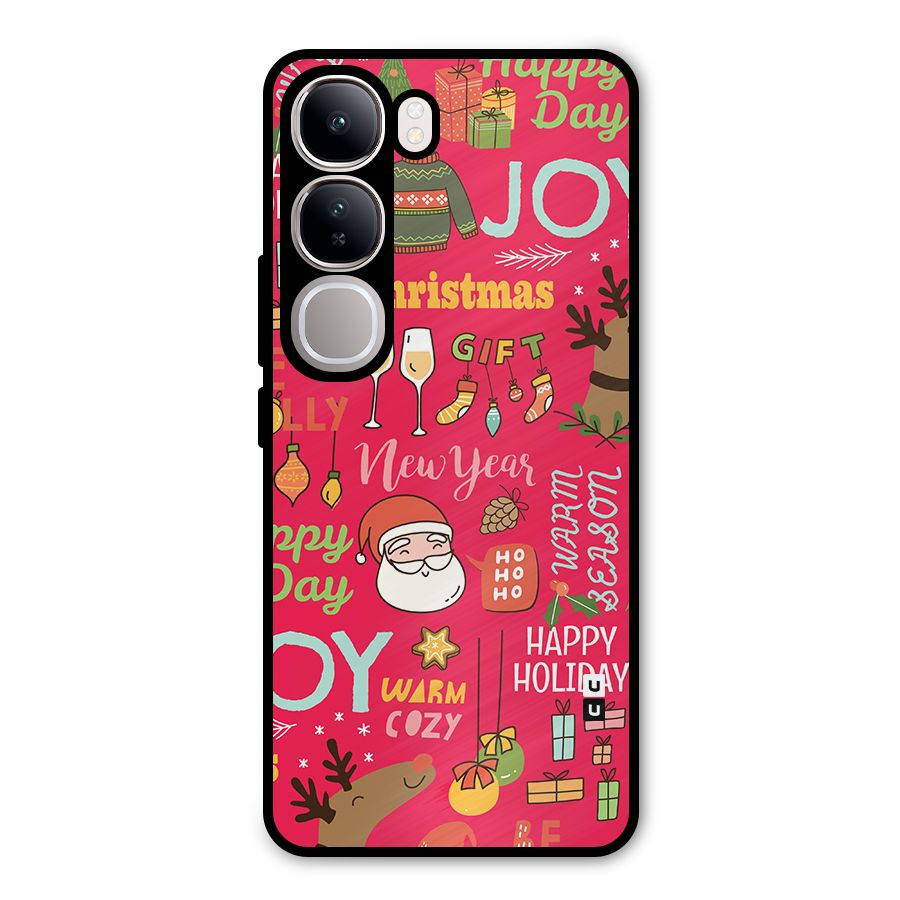 Christmas Joy Happy Day Metal Back Case for Vivo Y300