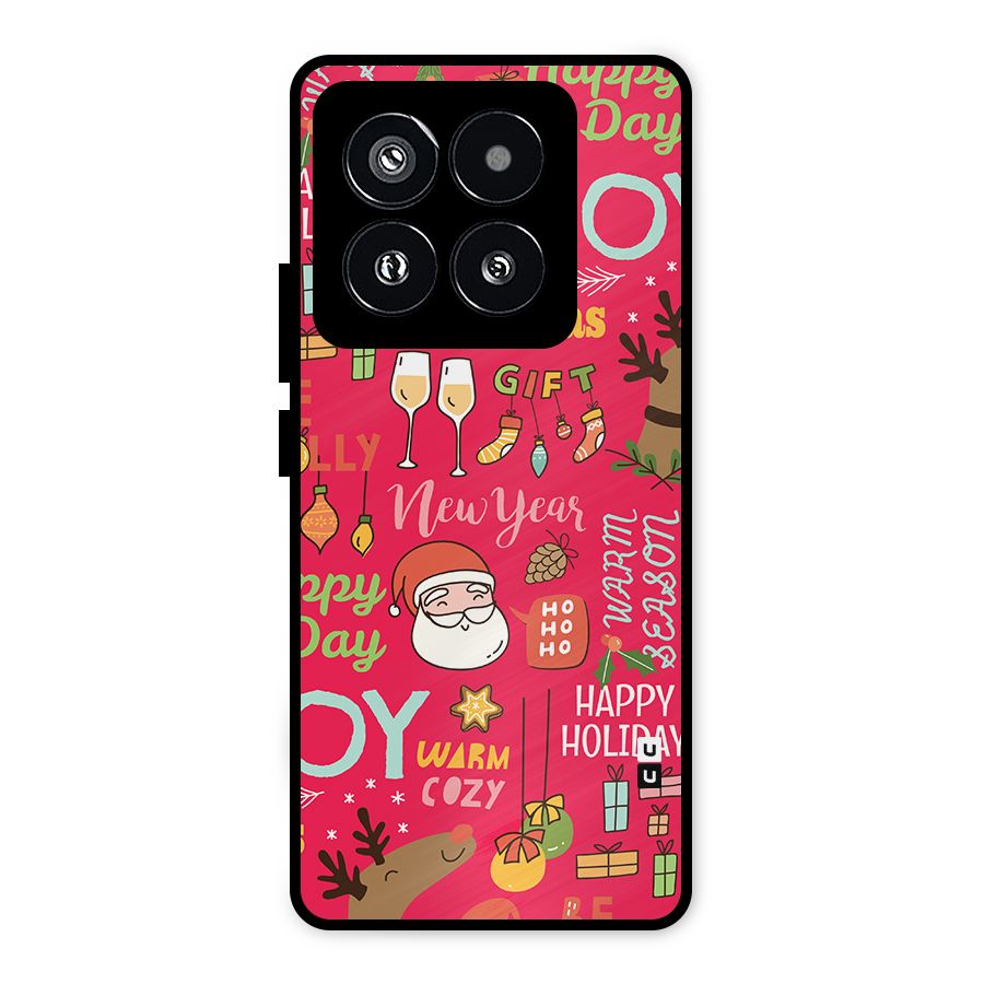 Christmas Joy Happy Day Metal Back Case for Xiaomi 14 Pro