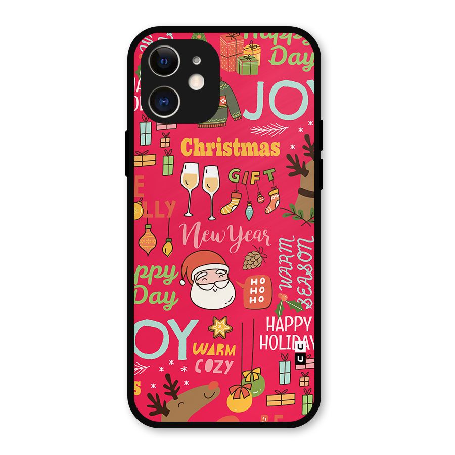 Christmas Joy Happy Day Metal Back Case for iPhone 12