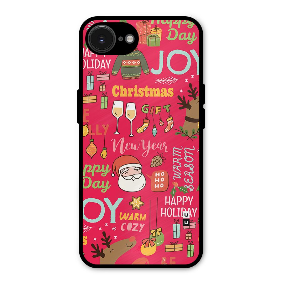Christmas Joy Happy Day Metal Back Case for iPhone 16e