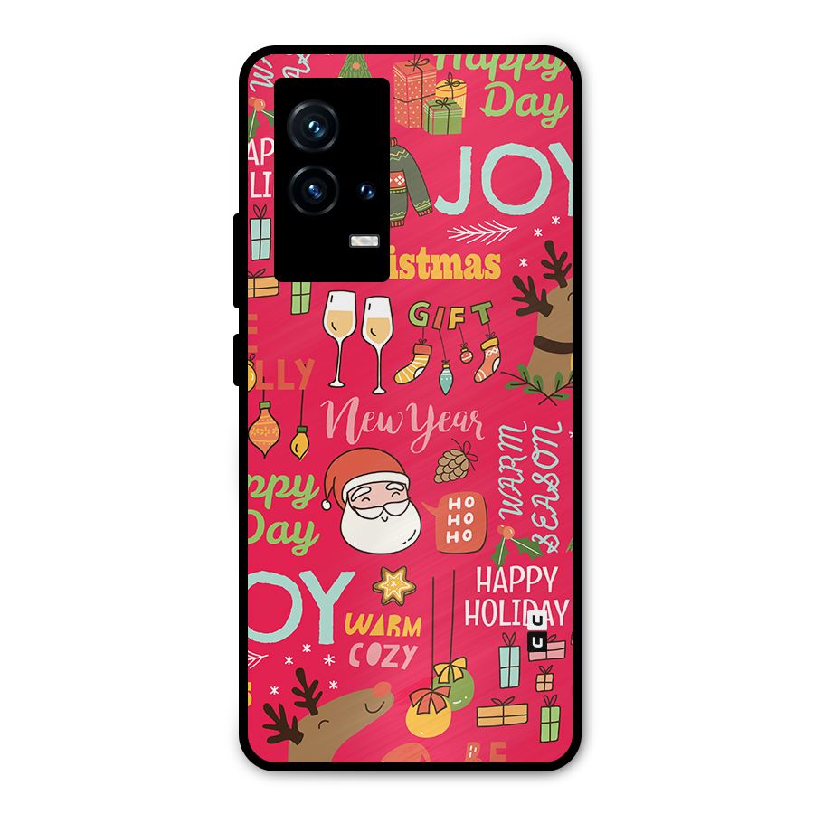 Christmas Joy Happy Day Metal Back Case for iQOO 9 5G