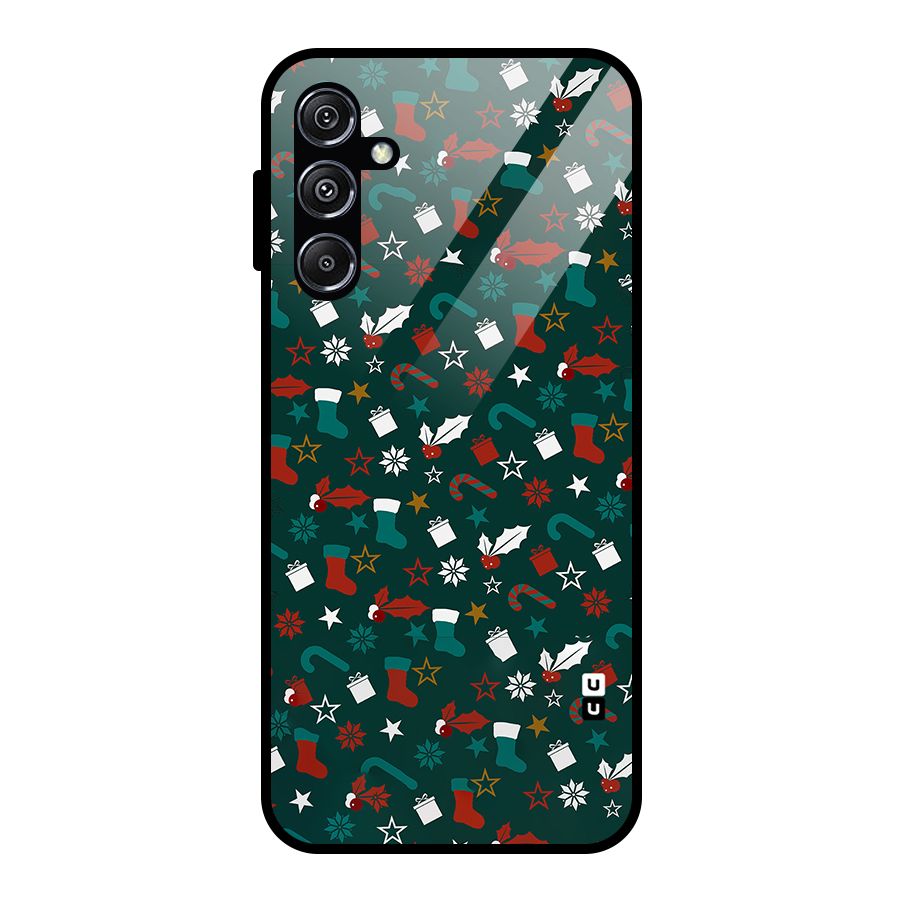 Christmas Pattern Design Glass Back Case for Galaxy M34 5G