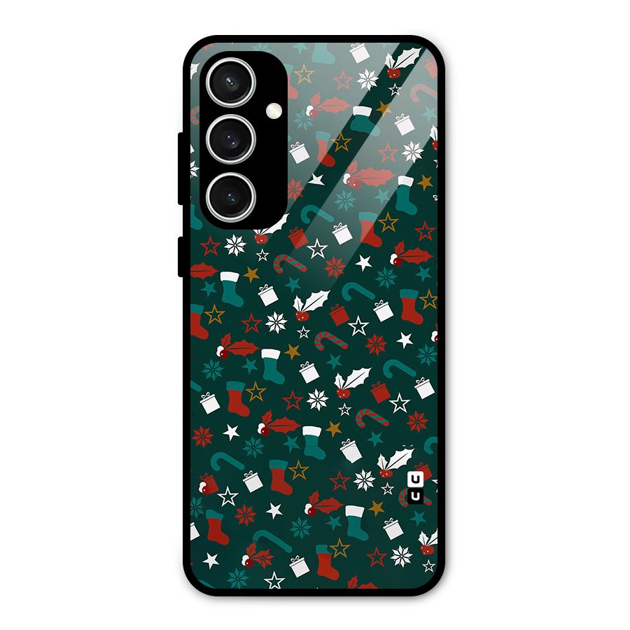 Christmas Pattern Design Glass Back Case for Galaxy S23 FE
