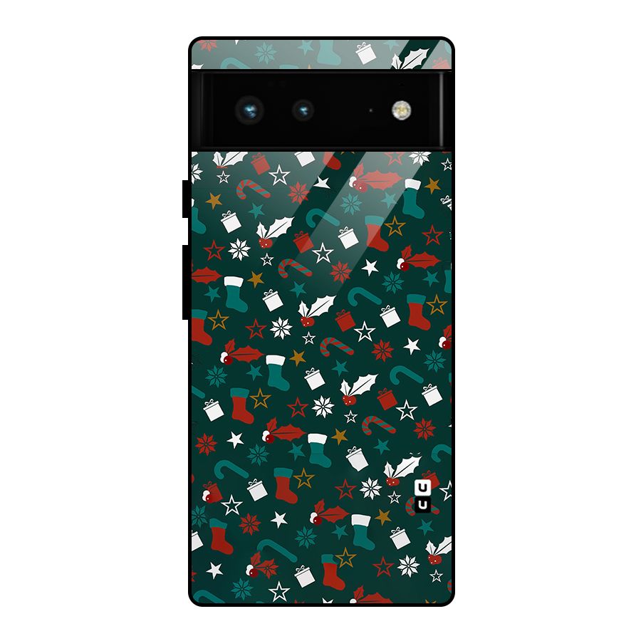 Christmas Pattern Design Glass Back Case for Google Pixel 6