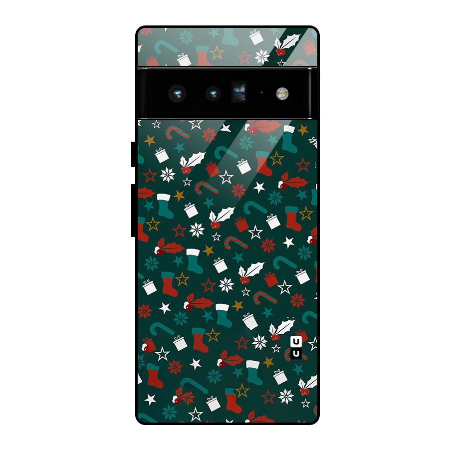 Christmas Pattern Design Glass Back Case for Google Pixel 6 Pro