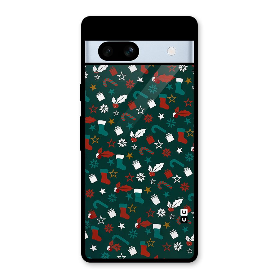 Christmas Pattern Design Glass Back Case for Google Pixel 7a