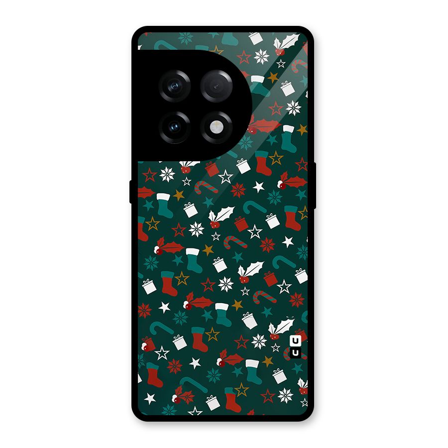 Christmas Pattern Design Glass Back Case for OnePlus 11R