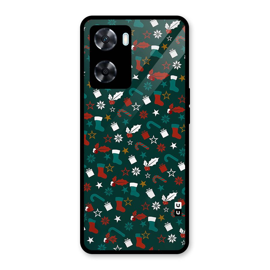 Christmas Pattern Design Glass Back Case for Oppo A77s