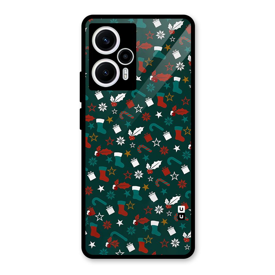 Christmas Pattern Design Glass Back Case for Poco F5