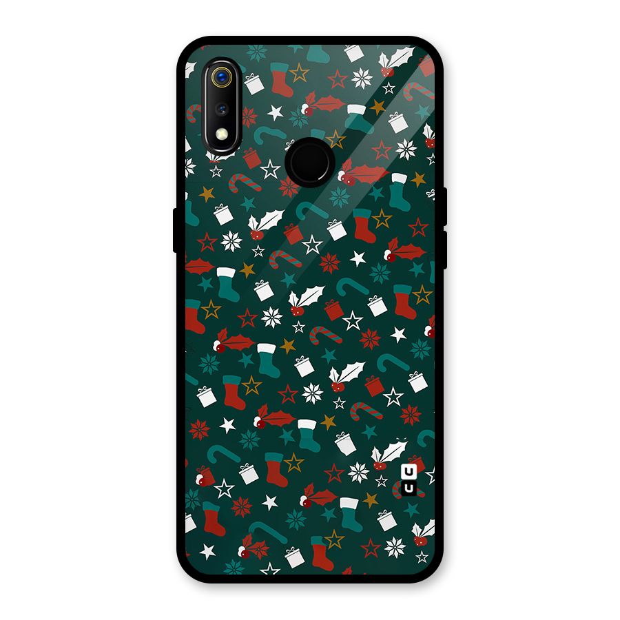 Christmas Pattern Design Glass Back Case for Realme 3i