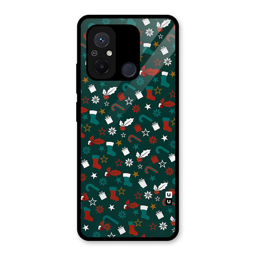 Christmas Pattern Design Glass Back Case for Redmi 12C