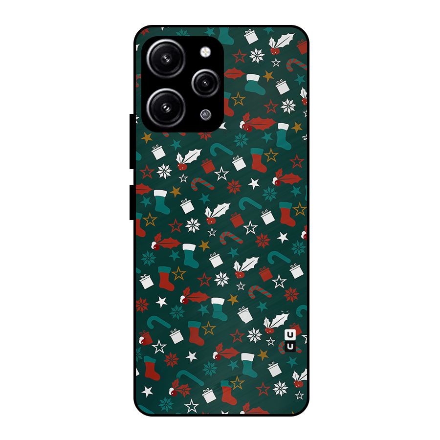Christmas Pattern Design Glass Back Case for Redmi 12 4G