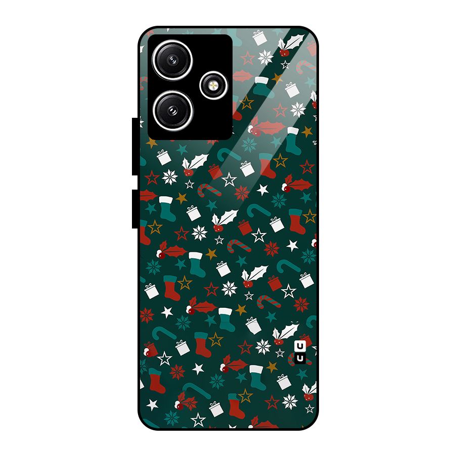 Christmas Pattern Design Glass Back Case for Redmi 12 5G