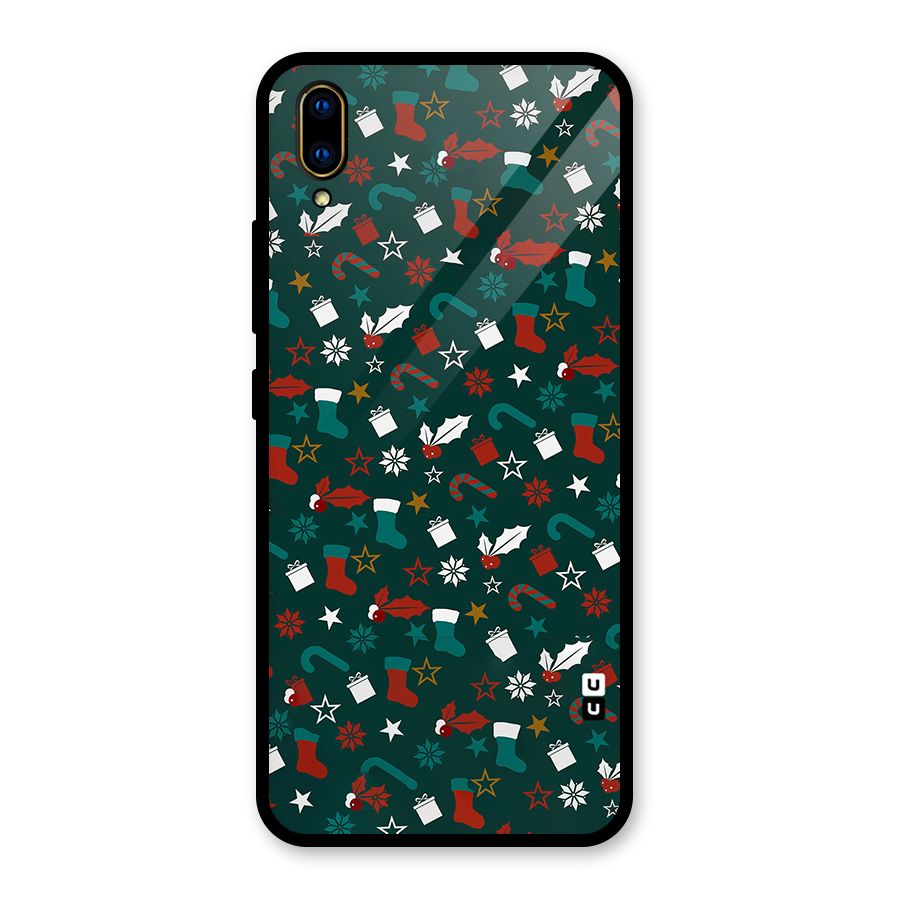 Christmas Pattern Design Glass Back Case for Vivo V11 Pro