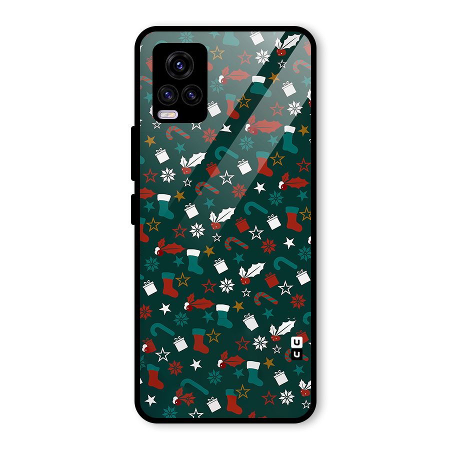 Christmas Pattern Design Glass Back Case for Vivo V20 2021