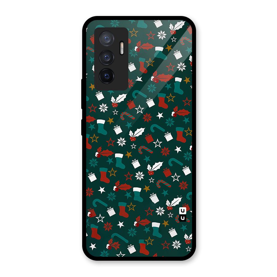 Christmas Pattern Design Glass Back Case for Vivo V23e