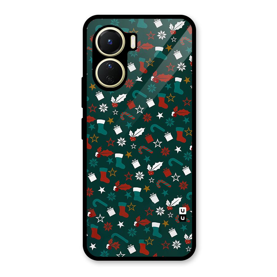 Christmas Pattern Design Glass Back Case for Vivo Y16
