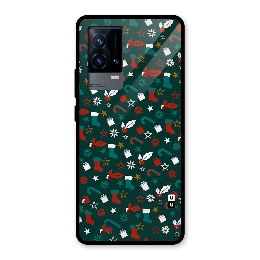 Christmas Pattern Design Glass Back Case for iQOO 9 5G