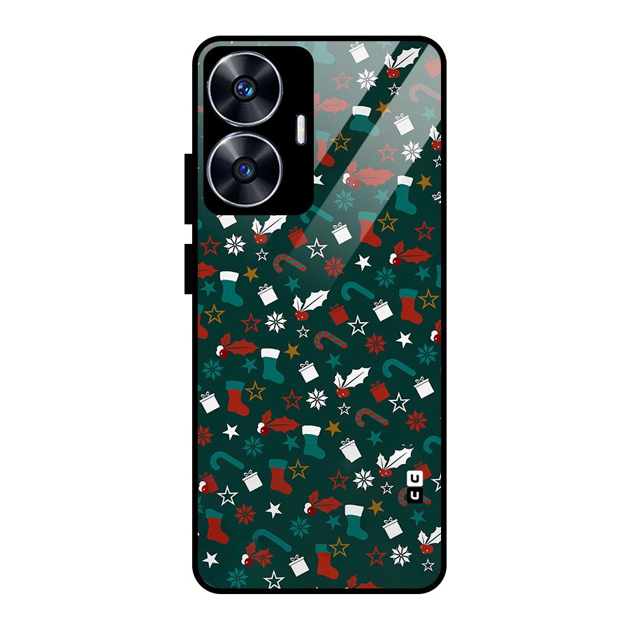 Christmas Pattern Design Glass Back Case for realme C55