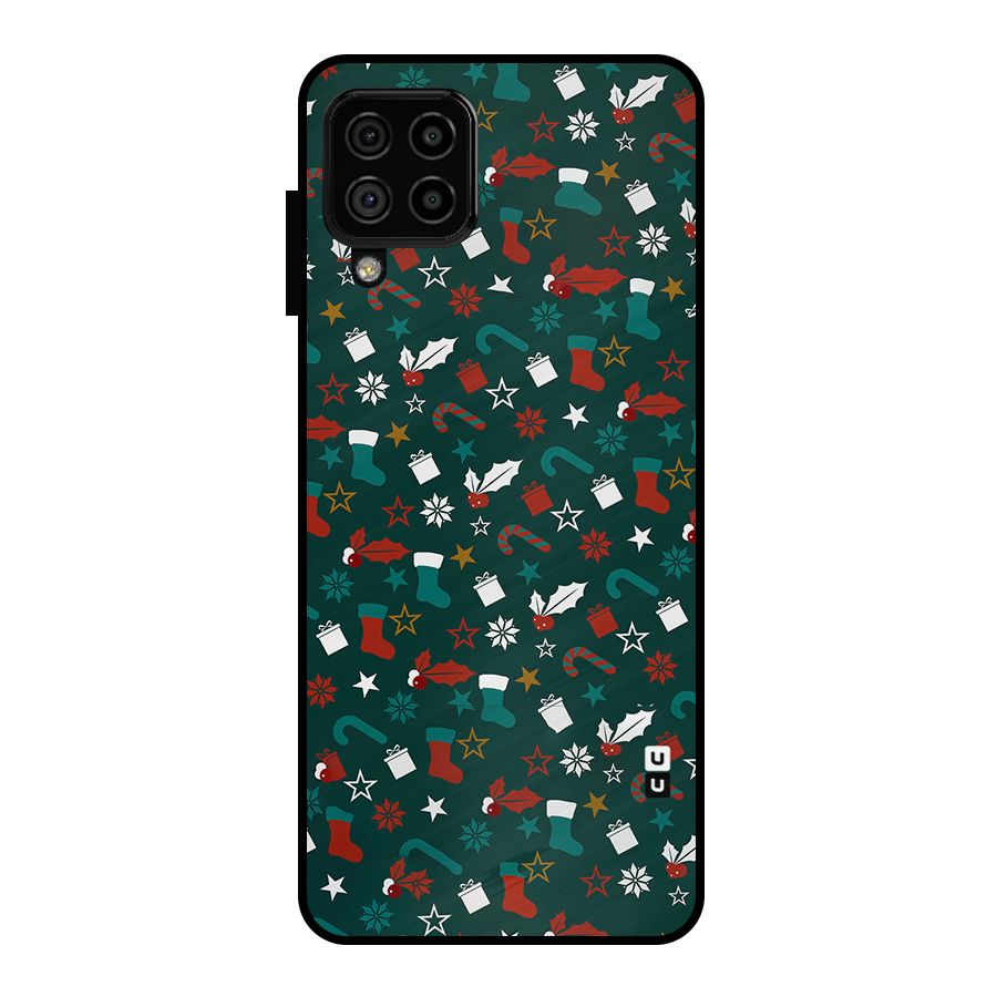 Christmas Pattern Design Metal Back Case for Galaxy A22 4G