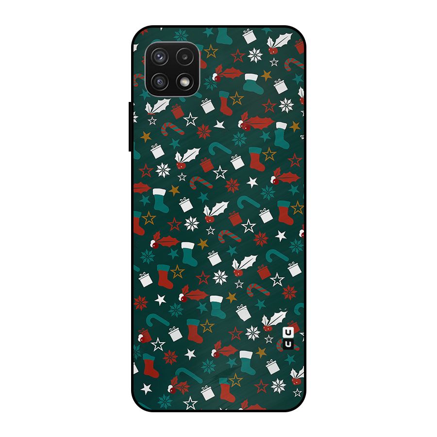 Christmas Pattern Design Metal Back Case for Galaxy A22 5G