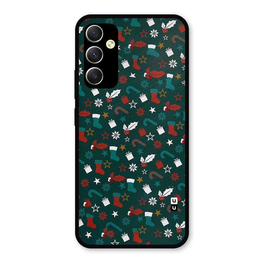 Christmas Pattern Design Metal Back Case for Galaxy A34