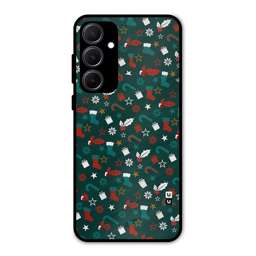 Christmas Pattern Design Metal Back Case for Galaxy A35