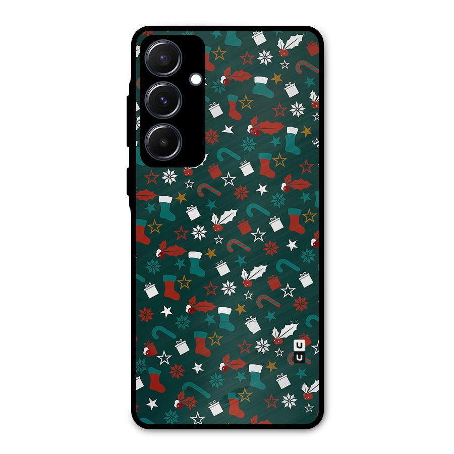 Christmas Pattern Design Metal Back Case for Galaxy A55