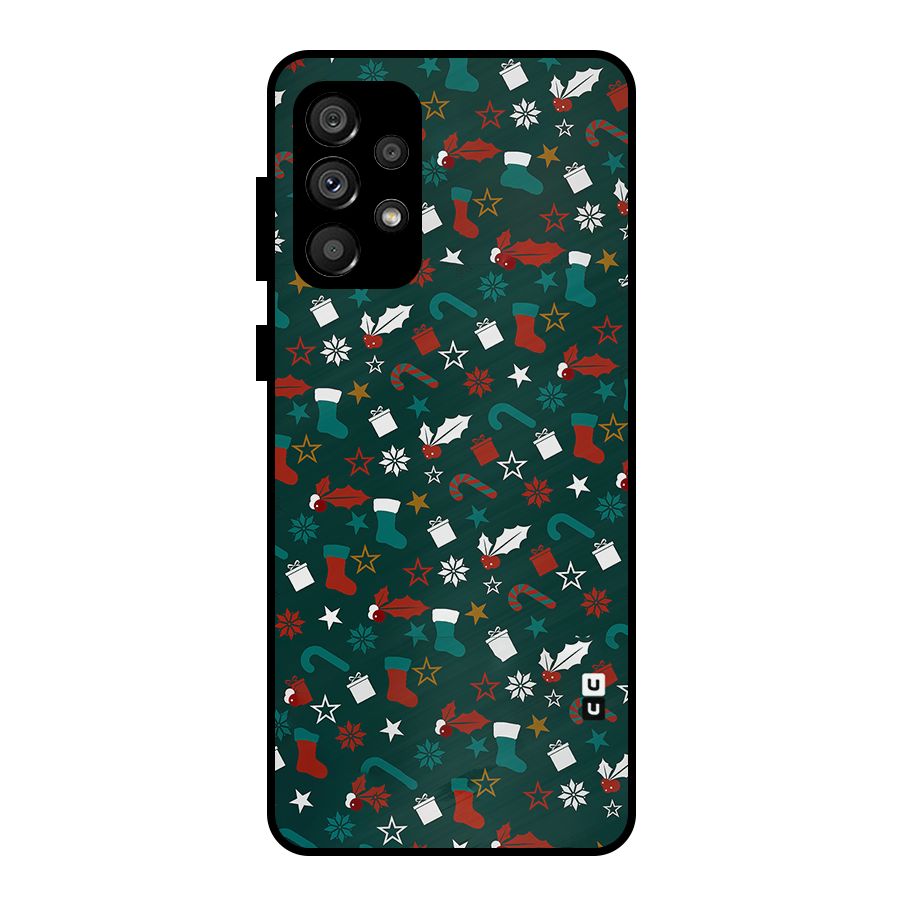 Christmas Pattern Design Metal Back Case for Galaxy A73 5G