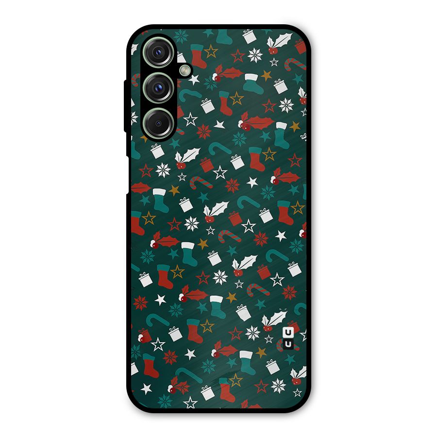 Christmas Pattern Design Metal Back Case for Galaxy F34