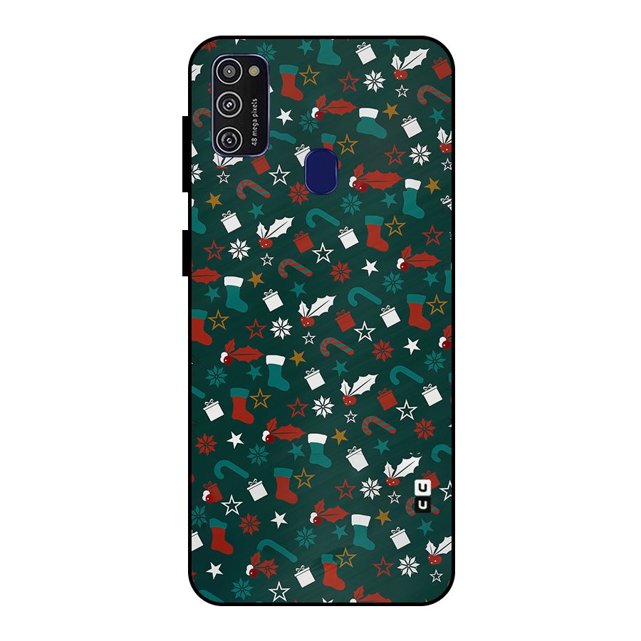 Christmas Pattern Design Metal Back Case for Galaxy M21