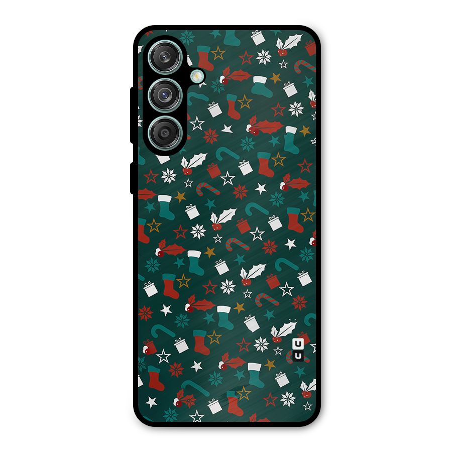 Christmas Pattern Design Metal Back Case for Galaxy M55 5G