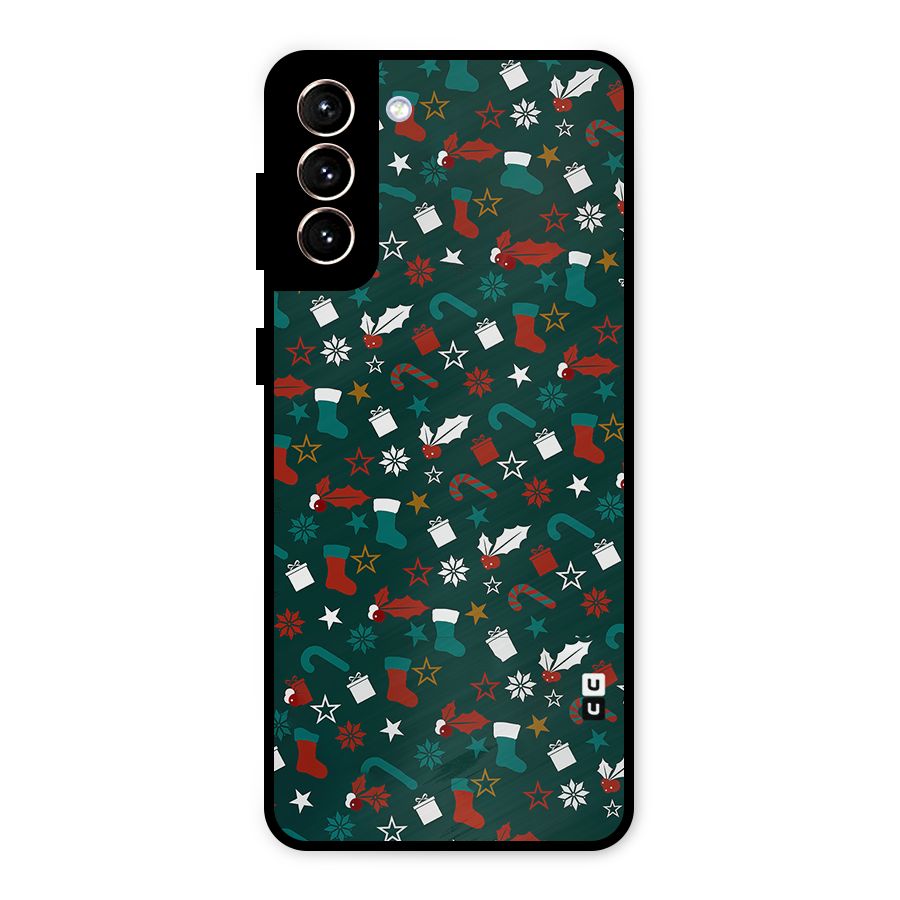 Christmas Pattern Design Metal Back Case for Galaxy S21 Plus