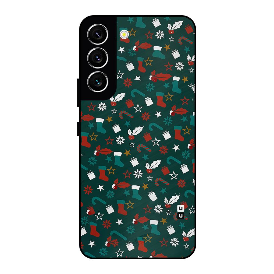 Christmas Pattern Design Metal Back Case for Galaxy S22 5G