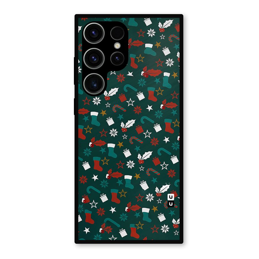 Christmas Pattern Design Metal Back Case for Galaxy S23 Ultra