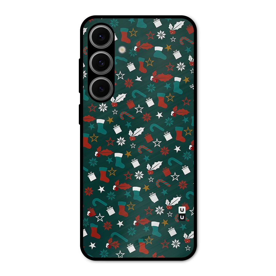 Christmas Pattern Design Metal Back Case for Galaxy S24 FE