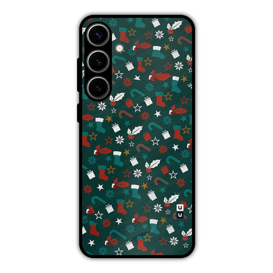 Christmas Pattern Design Metal Back Case for Galaxy S24 Plus