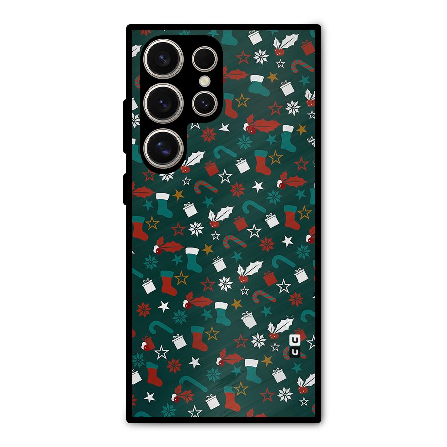 Christmas Pattern Design Metal Back Case for Galaxy S24 Ultra